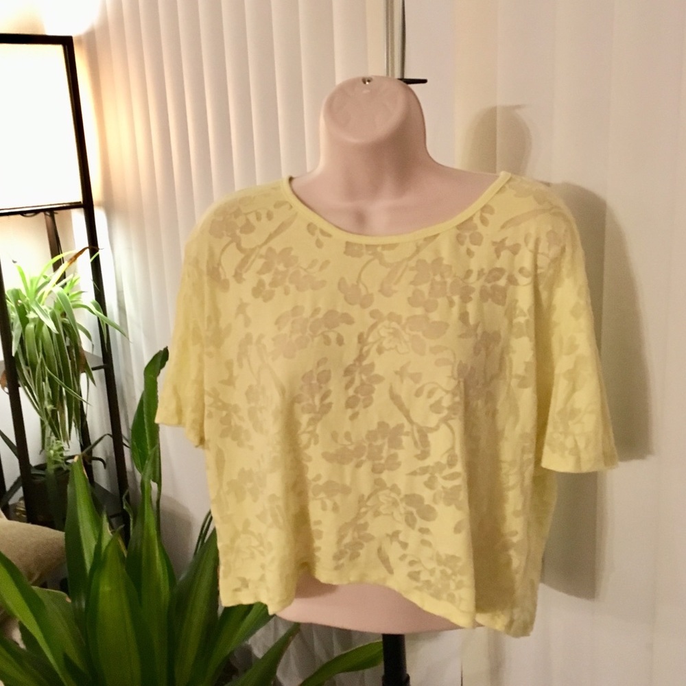 Buffalo David Bitton Burnout Yellow Crop Top Shirt
